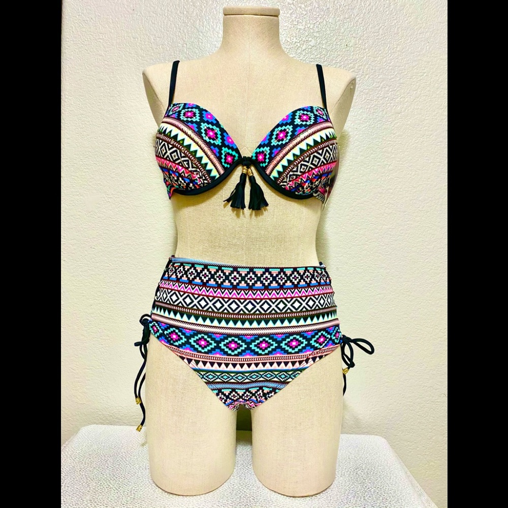 High Waist Bikini Set Push Up Multicolored Bikini Set NWT L